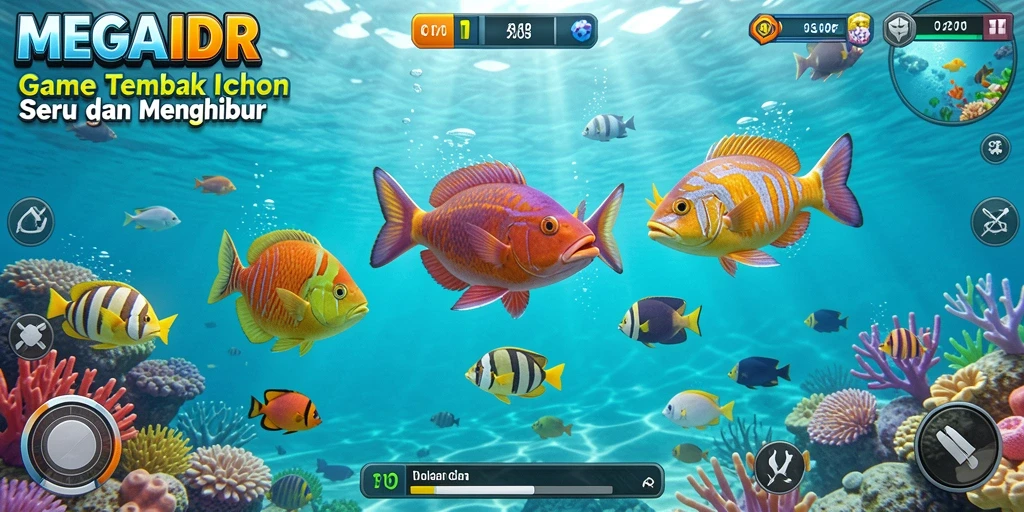 Tampilan gameplay menarik dari MEGAIDR saat menembak ikan.