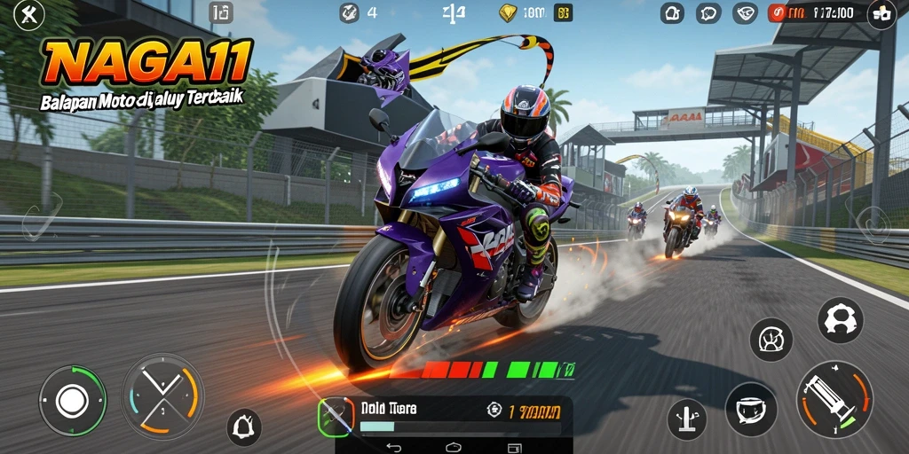 Tampilan menarik dari gameplay balapan motor yang mendebarkan.