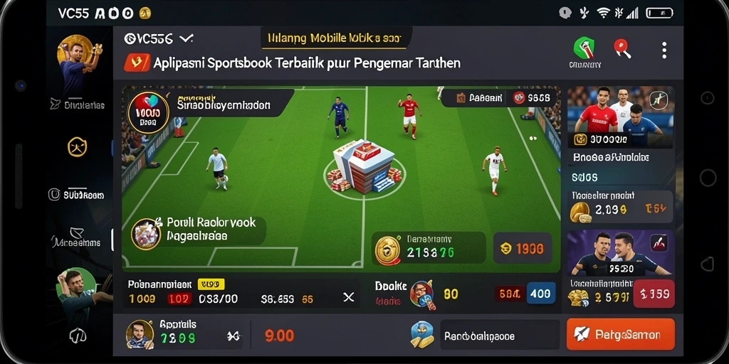 Screenshot gameplay VC55 menampilkan kemudahan taruhan olahraga.