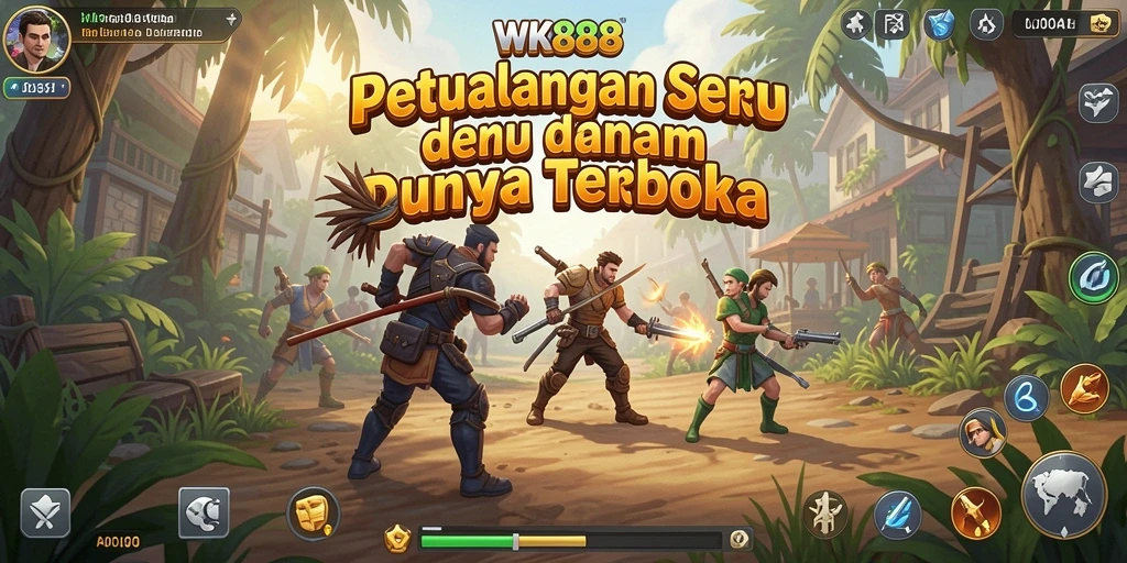 Tampilan gameplay dari WK888 di dunia terbuka yang luas.